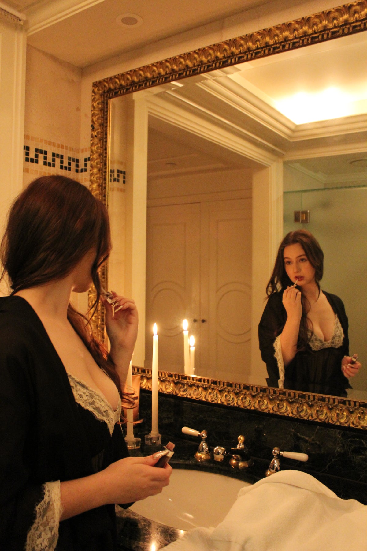 Black lace robe with waist tie by Summer Rose The Label