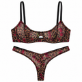 Forbidden Fruit sheer leopard and cherry print cut-out balconette bra and low-slung brief, Summer Rose The Label