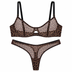 Second Nature sheer golden leopard mesh balconette bra and high-cut brief, Summer Rose The Label